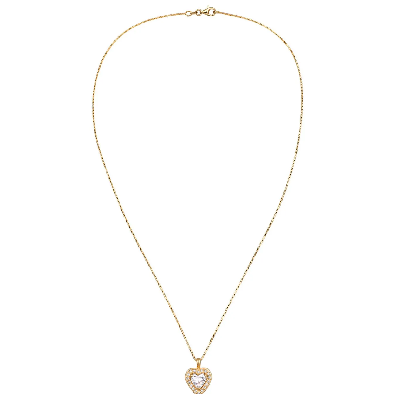 Elli "Halskette Herz Anhänger | Zirkonia (Weiß)< Vergoldet|Symbol-schmuck