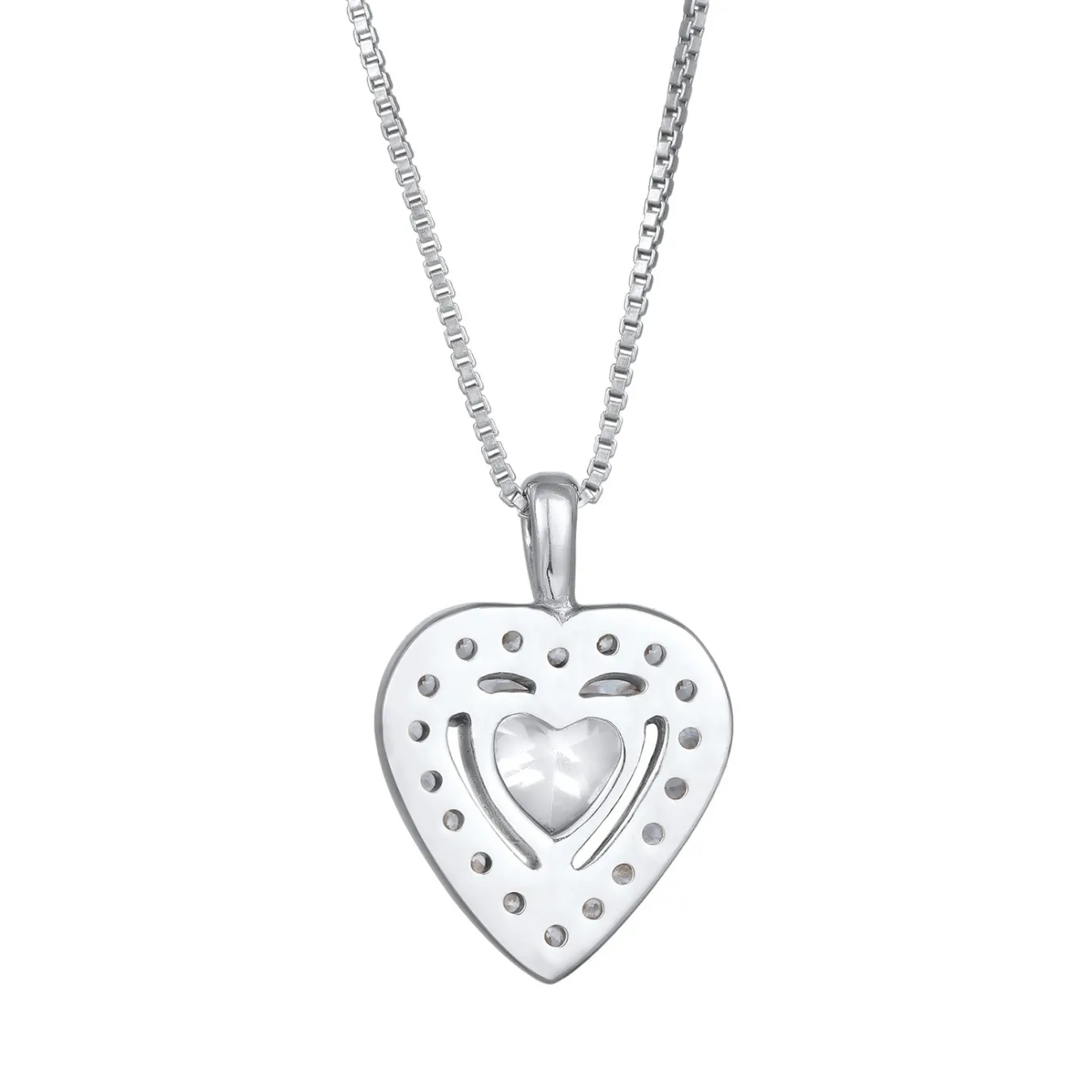Elli "Halskette Herz Anhänger | Zirkonia (Weiß)< Vergoldet|Symbol-schmuck