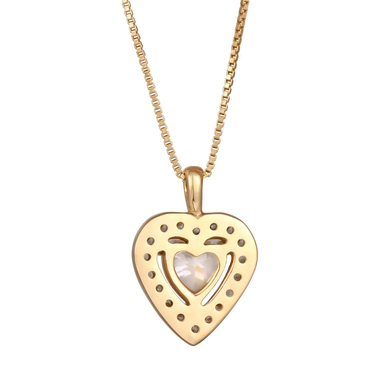 Elli "Halskette Herz Anhänger | Zirkonia (Weiß)< Vergoldet|Symbol-schmuck