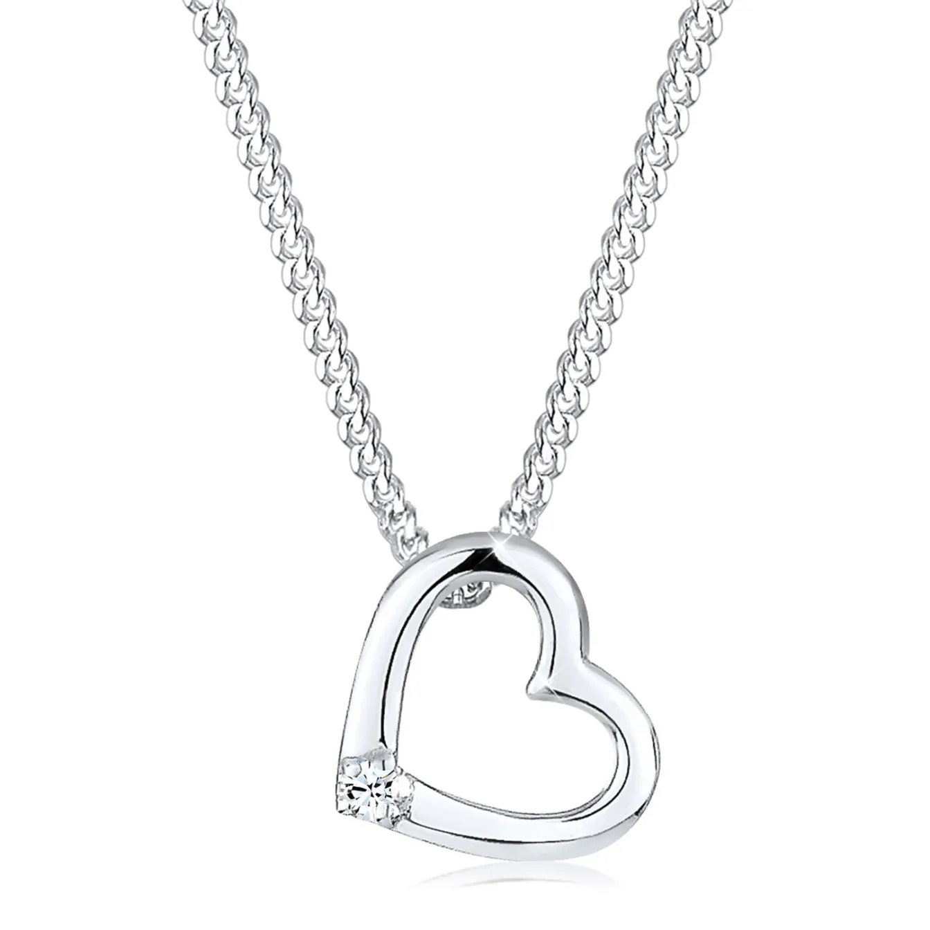 Elli "Halskette Herz Anhänger Cut-Out | Kristall (Weiß)< Symbol-schmuck|Herz-schmuck