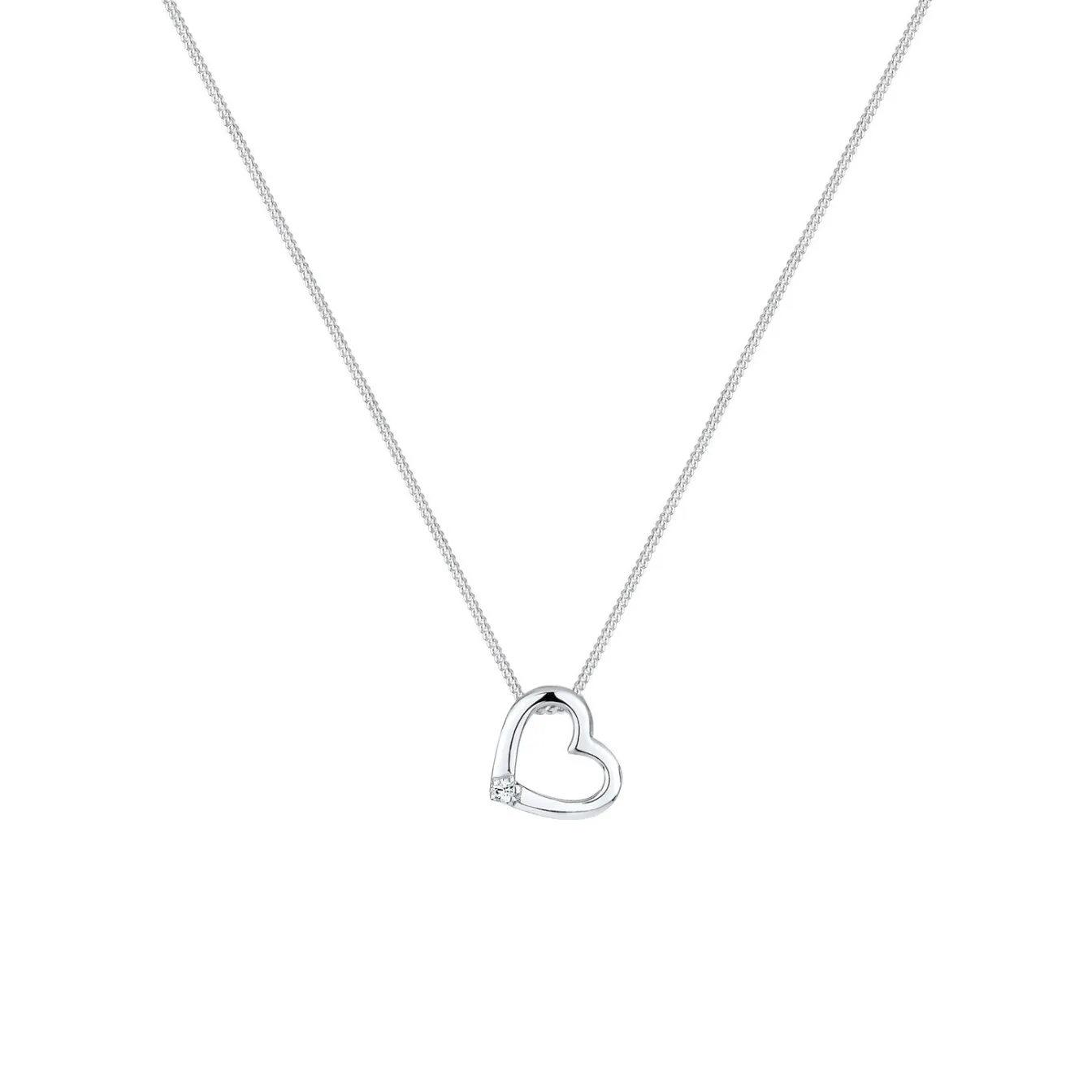 Elli "Halskette Herz Anhänger Cut-Out | Kristall (Weiß)< Symbol-schmuck|Herz-schmuck