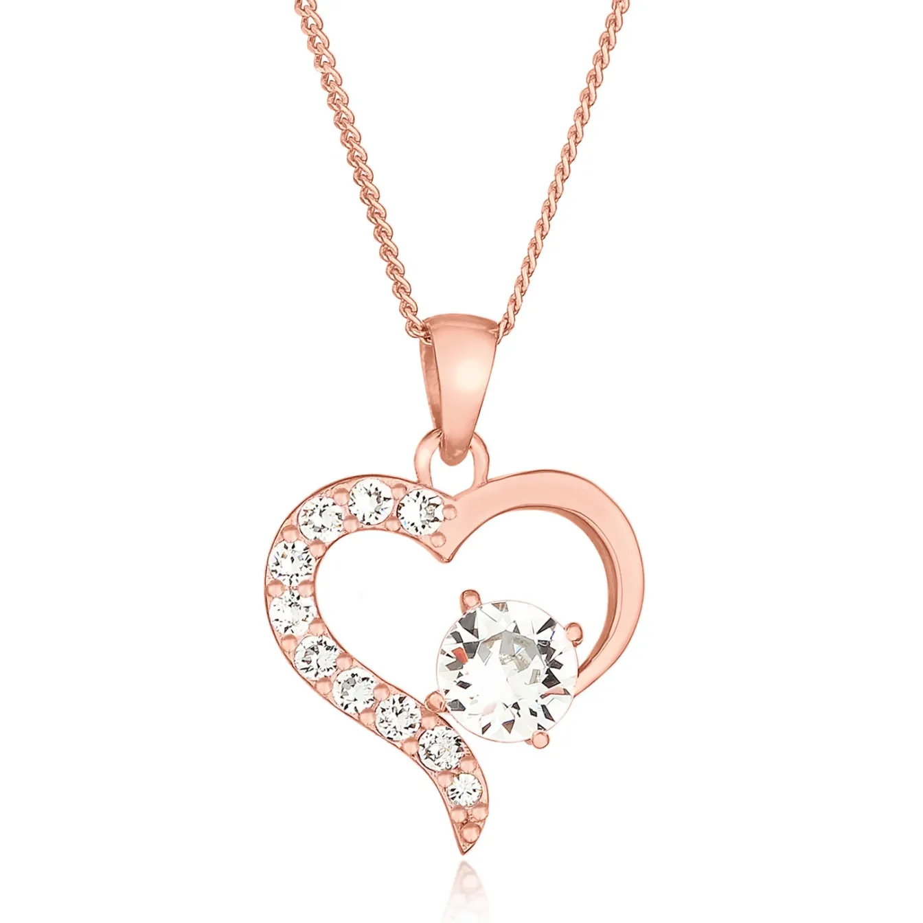 Elli "Halskette Herz Cut-Out | Kristalle (Weiß)< Roségold|Symbol-schmuck
