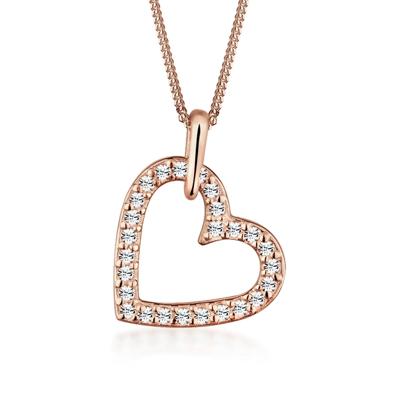 Elli "Halskette Herz Funkelnd | Kristalle (Weiß)< Roségold|Symbol-schmuck