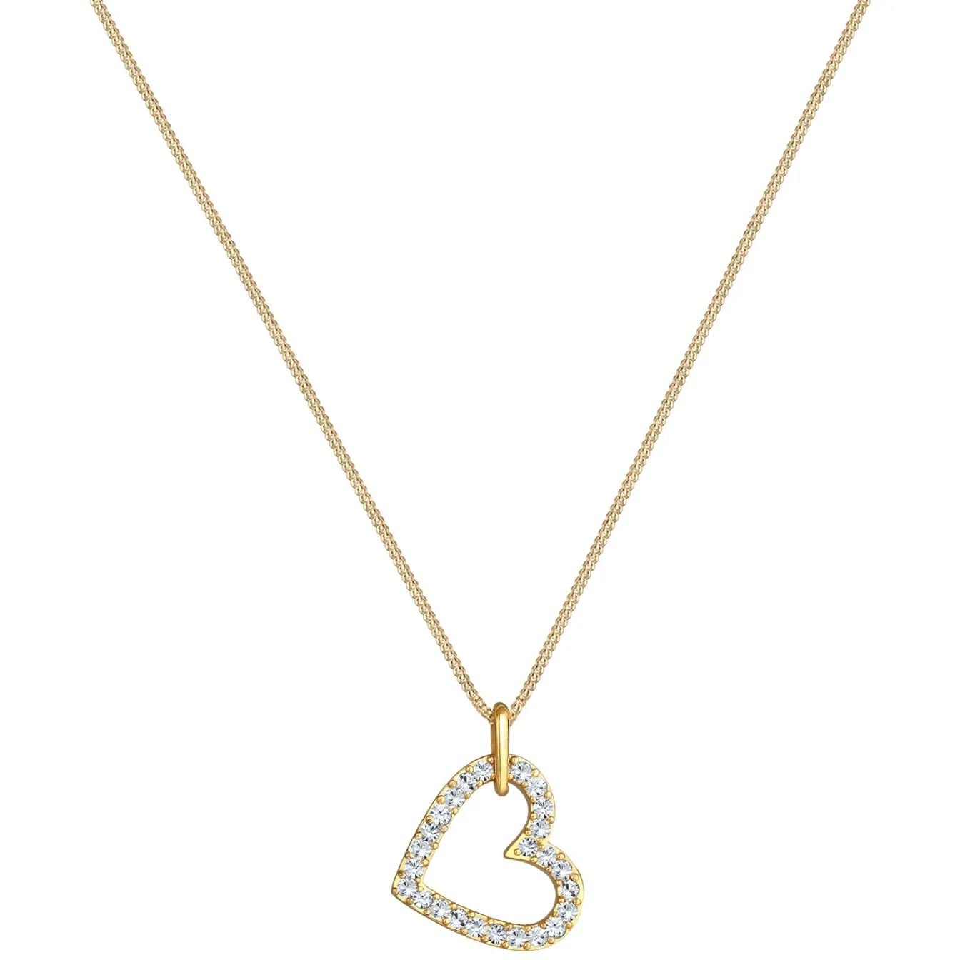 Elli "Halskette Herz Funkelnd | Kristalle (Weiß)< Roségold|Symbol-schmuck