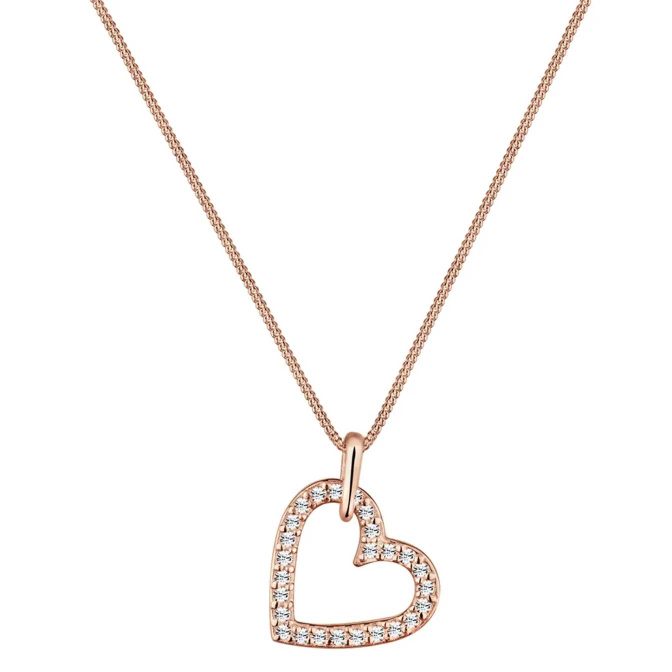 Elli "Halskette Herz Funkelnd | Kristalle (Weiß)< Roségold|Symbol-schmuck