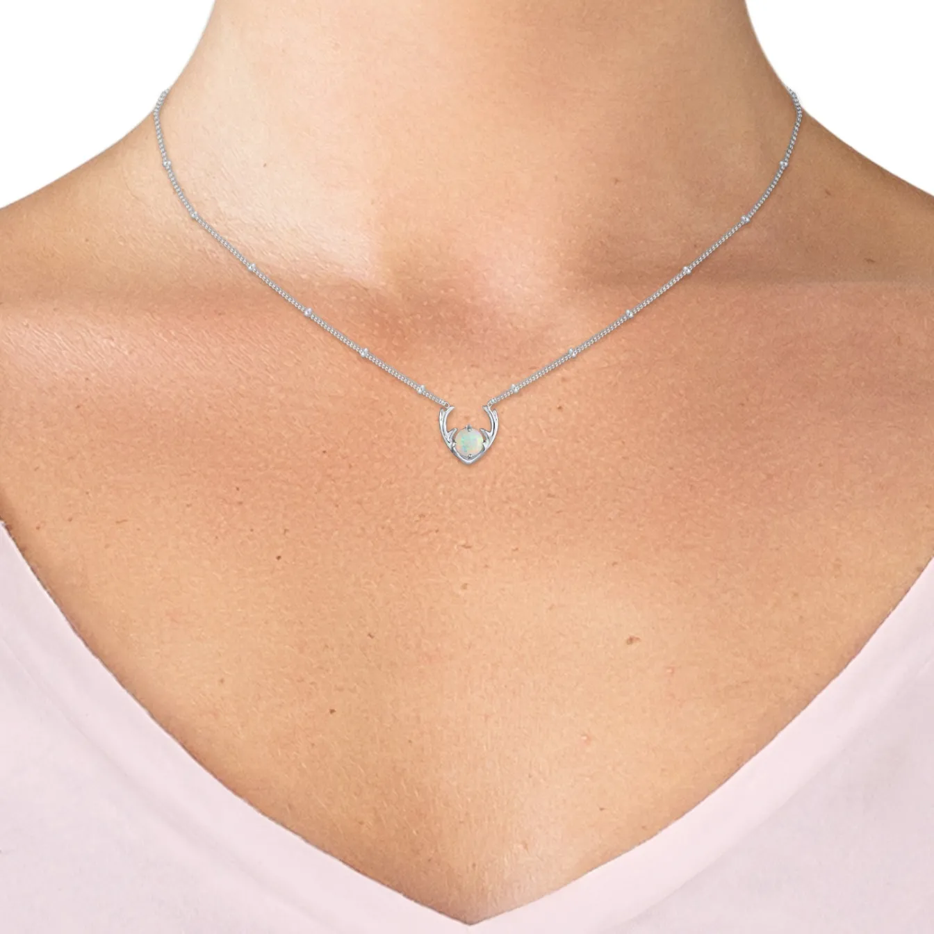 Elli "Halskette Hirsch | Opal (Weiß)< Letzte Chance|Halsketten