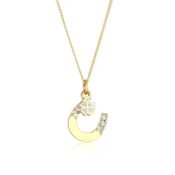 Elli "Halskette Hufeisen | Kristall (Weiß)< Roségold|Symbol-schmuck
