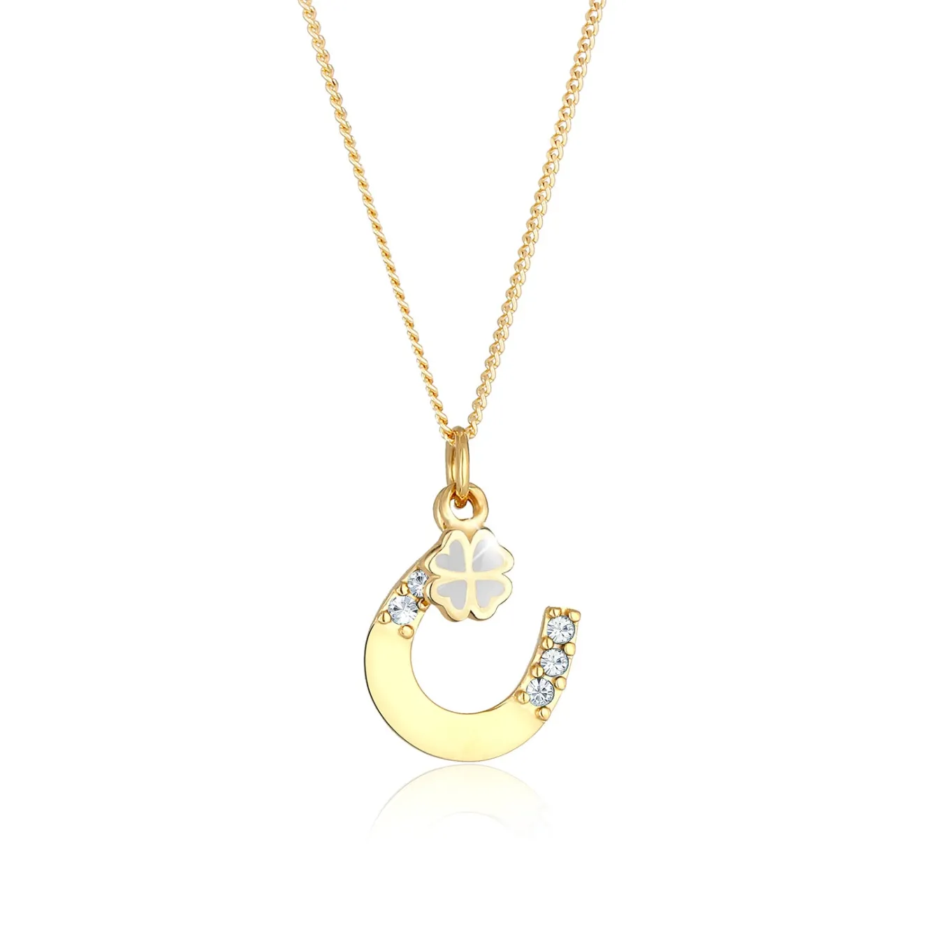Elli "Halskette Hufeisen | Kristall (Weiß)< Roségold|Symbol-schmuck