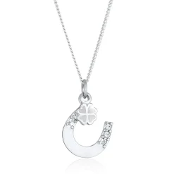 Elli "Halskette Hufeisen | Kristall (Weiß)< Roségold|Symbol-schmuck