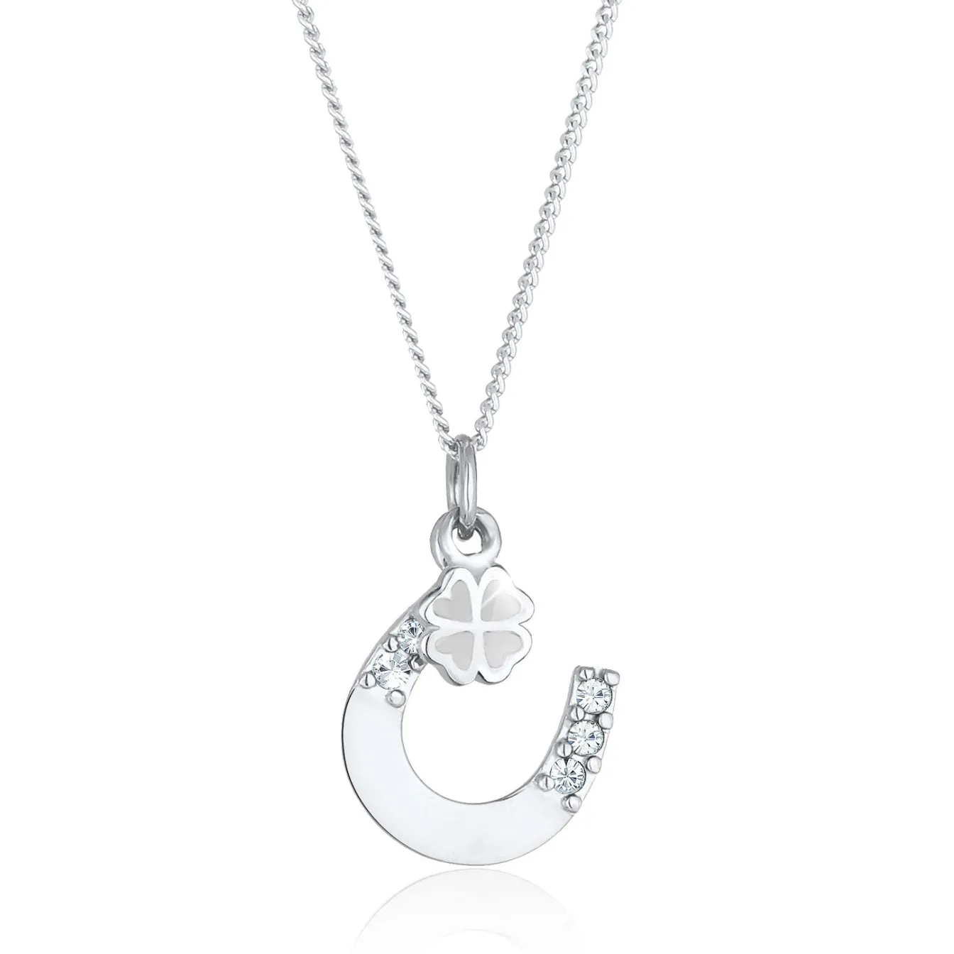 Elli "Halskette Hufeisen | Kristall (Weiß)< Roségold|Symbol-schmuck