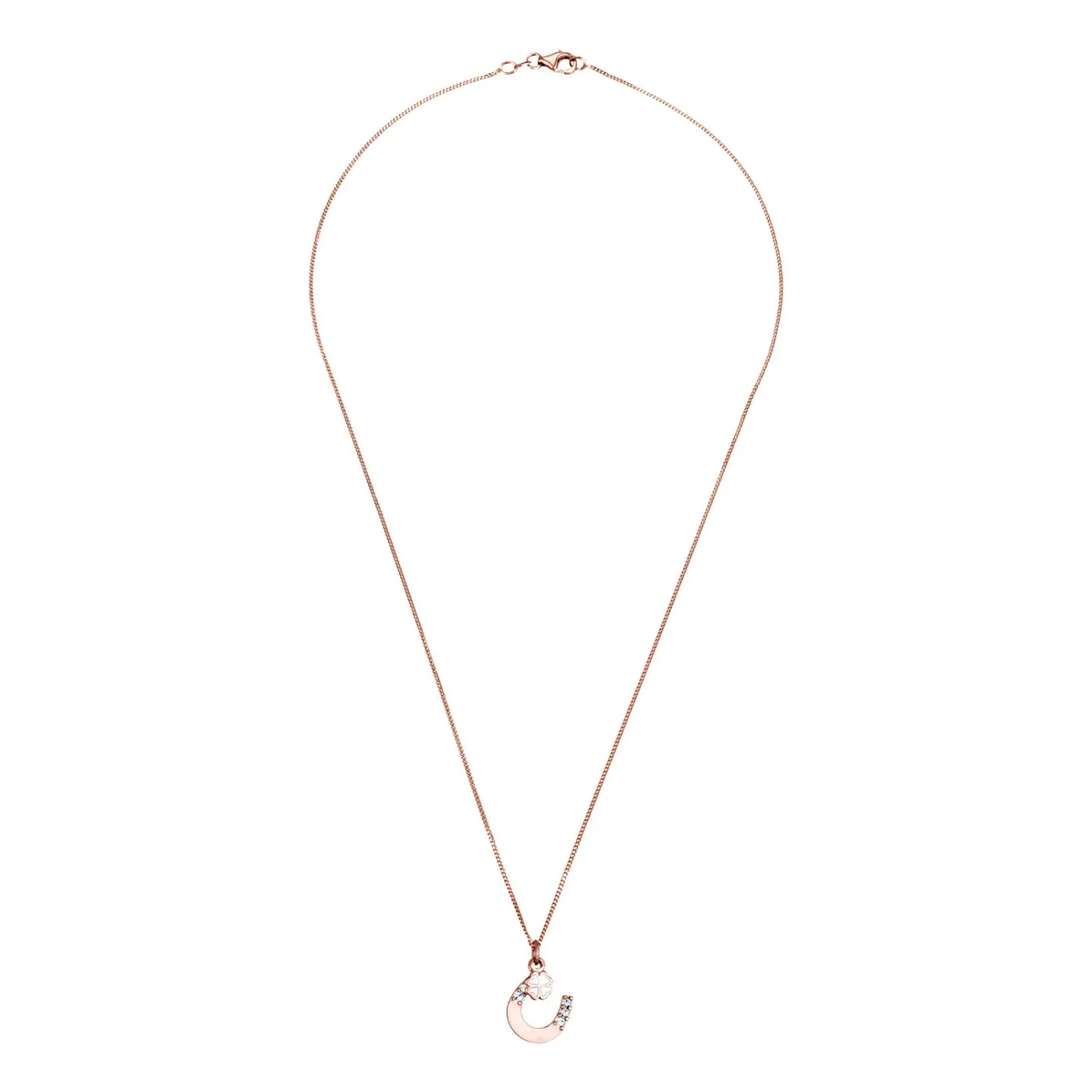 Elli "Halskette Hufeisen | Kristall (Weiß)< Roségold|Symbol-schmuck