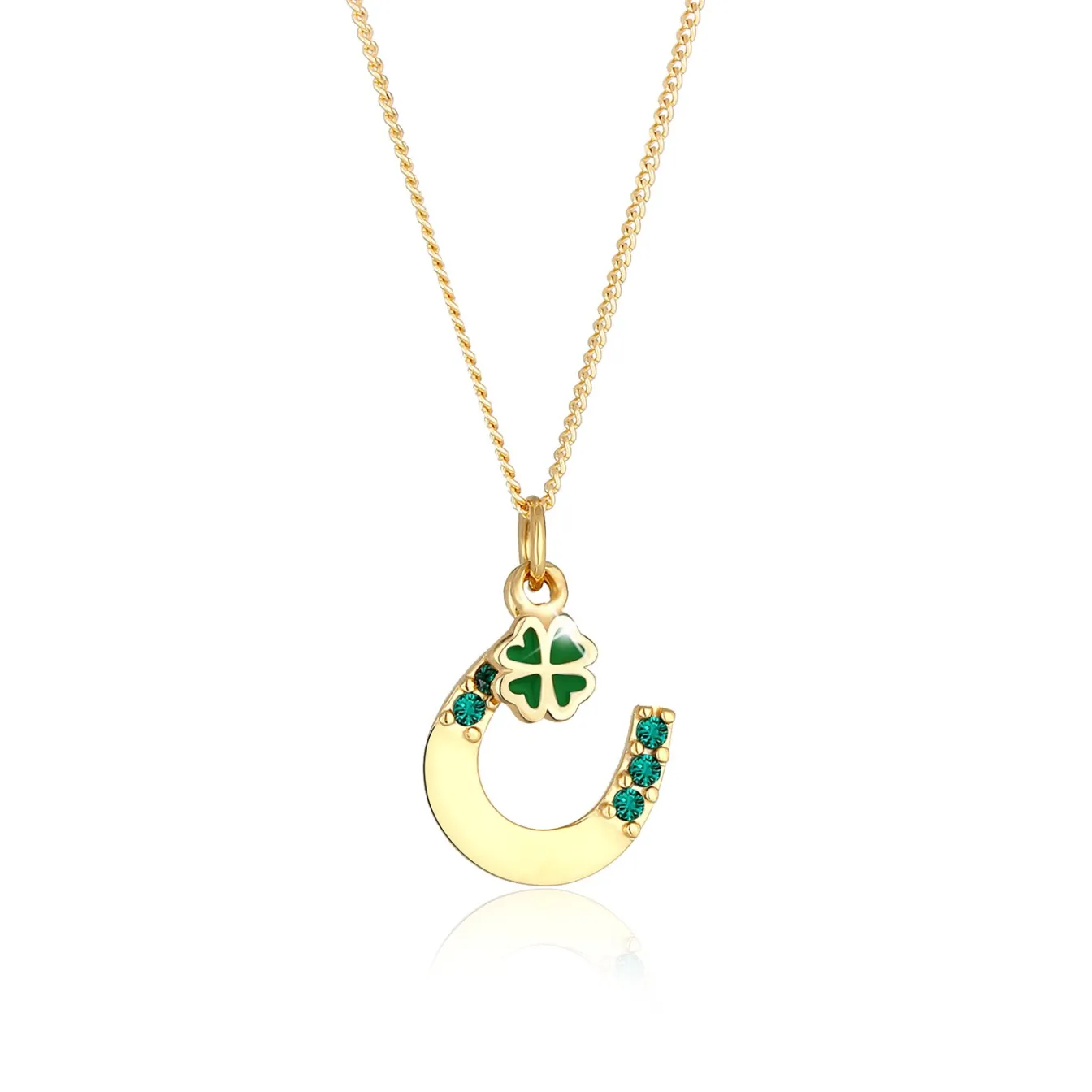 Elli "Halskette Hufeisen | Kristall (Weiß)< Roségold|Symbol-schmuck