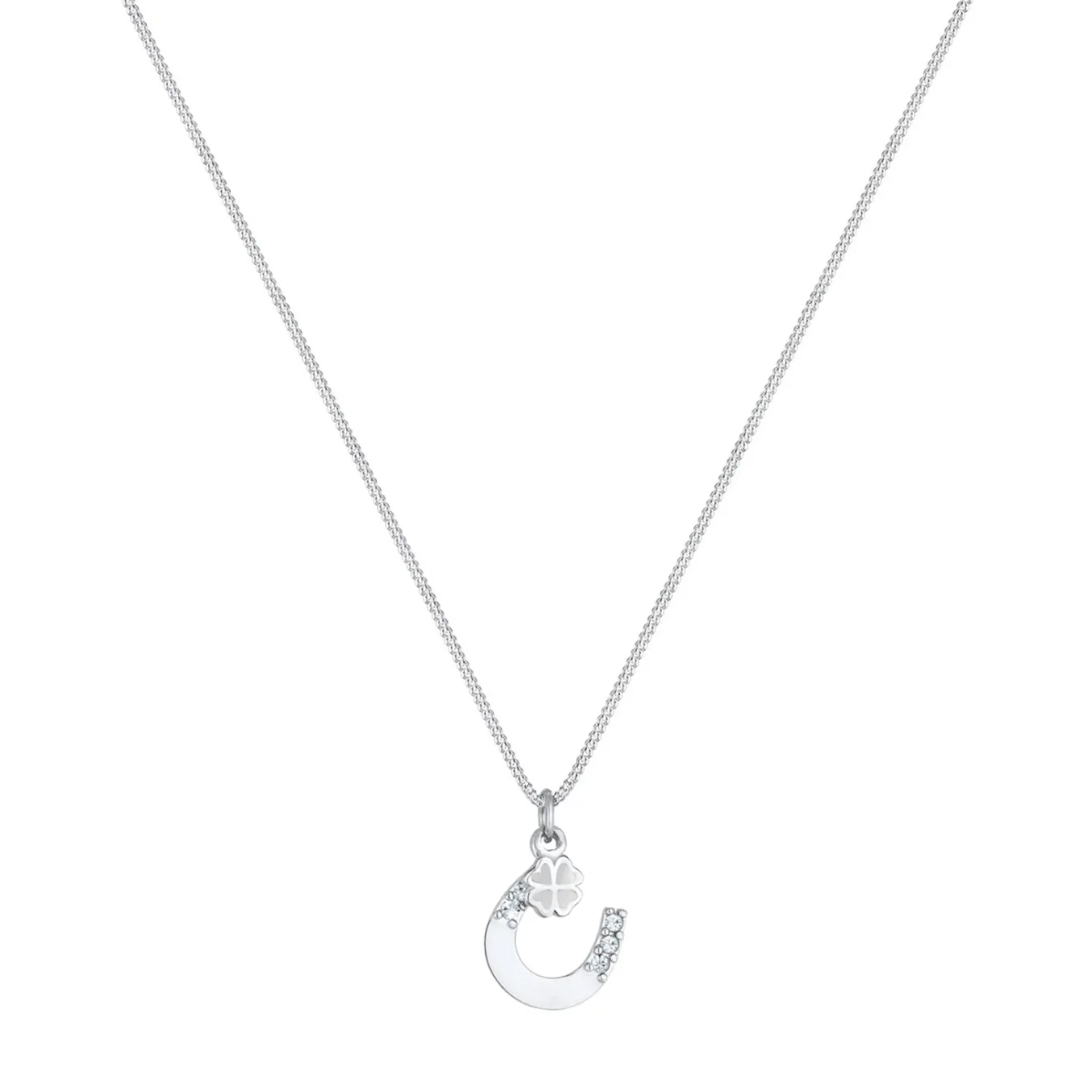 Elli "Halskette Hufeisen | Kristall (Weiß)< Roségold|Symbol-schmuck