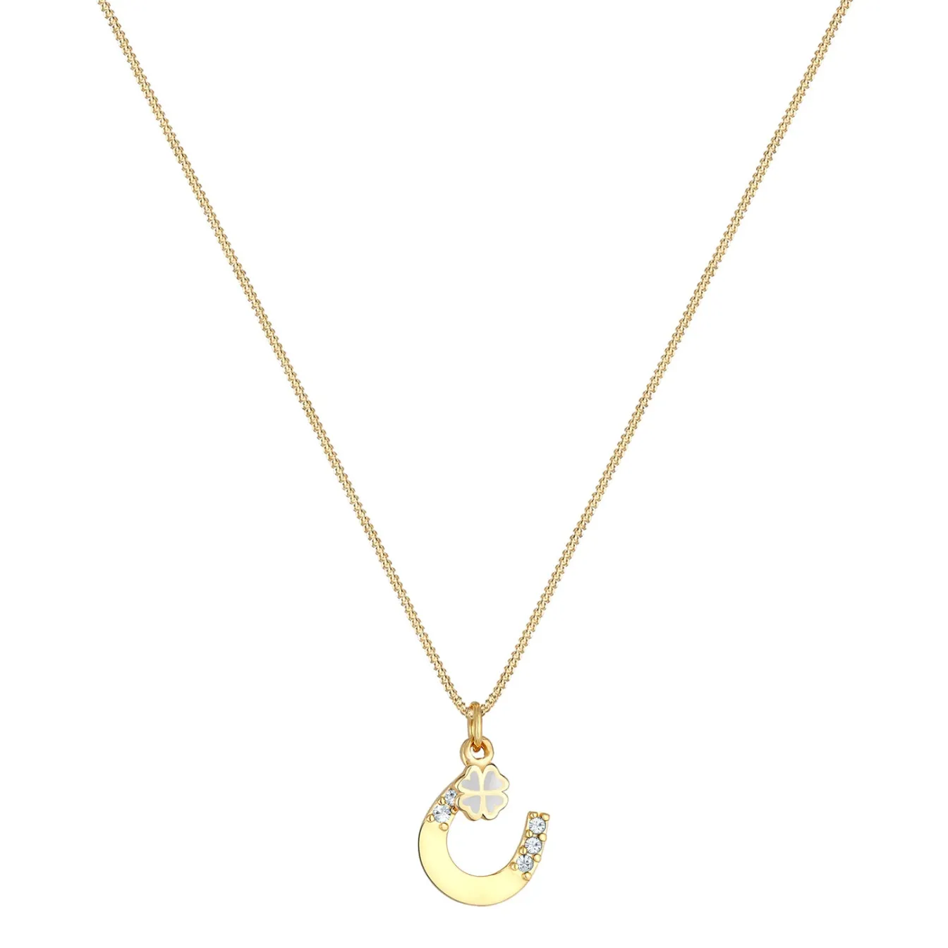 Elli "Halskette Hufeisen | Kristall (Weiß)< Roségold|Symbol-schmuck