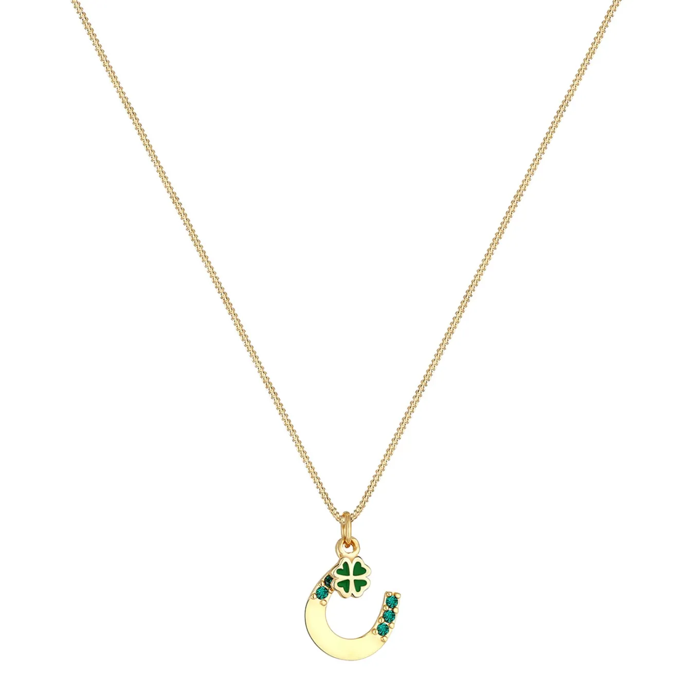 Elli "Halskette Hufeisen | Kristall (Weiß)< Roségold|Symbol-schmuck
