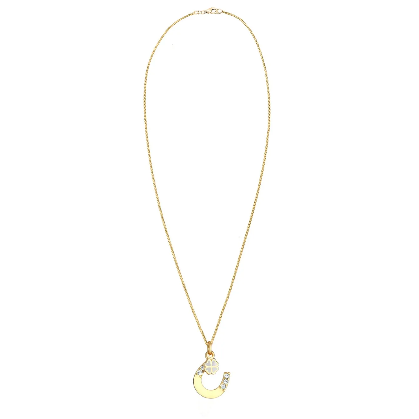 Elli "Halskette Hufeisen | Kristall (Weiß)< Roségold|Symbol-schmuck