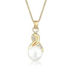 Elli "Halskette Infinity | Süßwasserperle, Kristall (Weiß)< Roségold|Symbol-schmuck