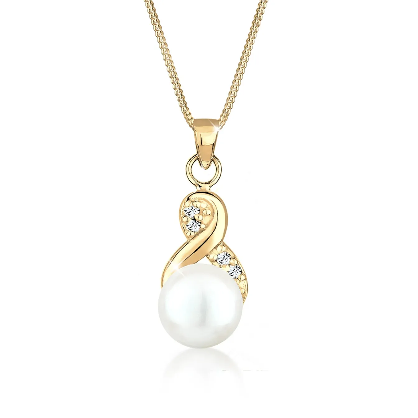 Elli "Halskette Infinity | Süßwasserperle, Kristall (Weiß)< Roségold|Symbol-schmuck