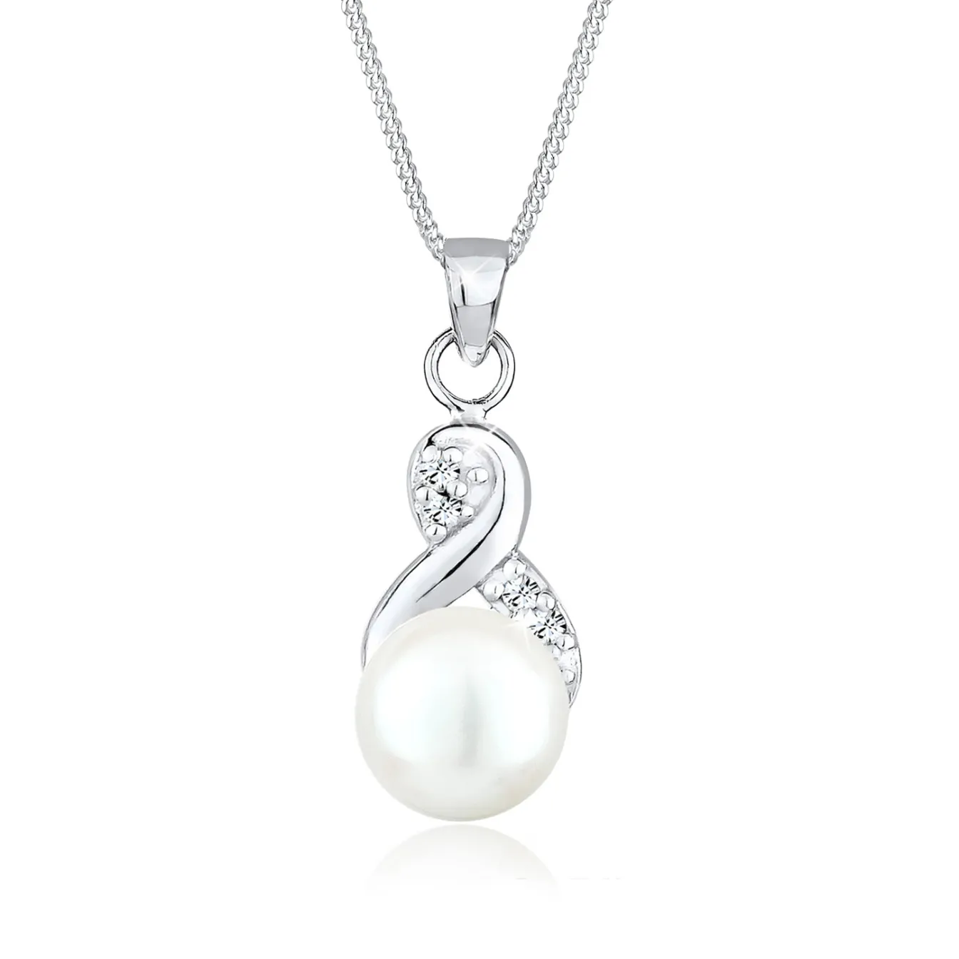 Elli "Halskette Infinity | Süßwasserperle, Kristall (Weiß)< Roségold|Symbol-schmuck