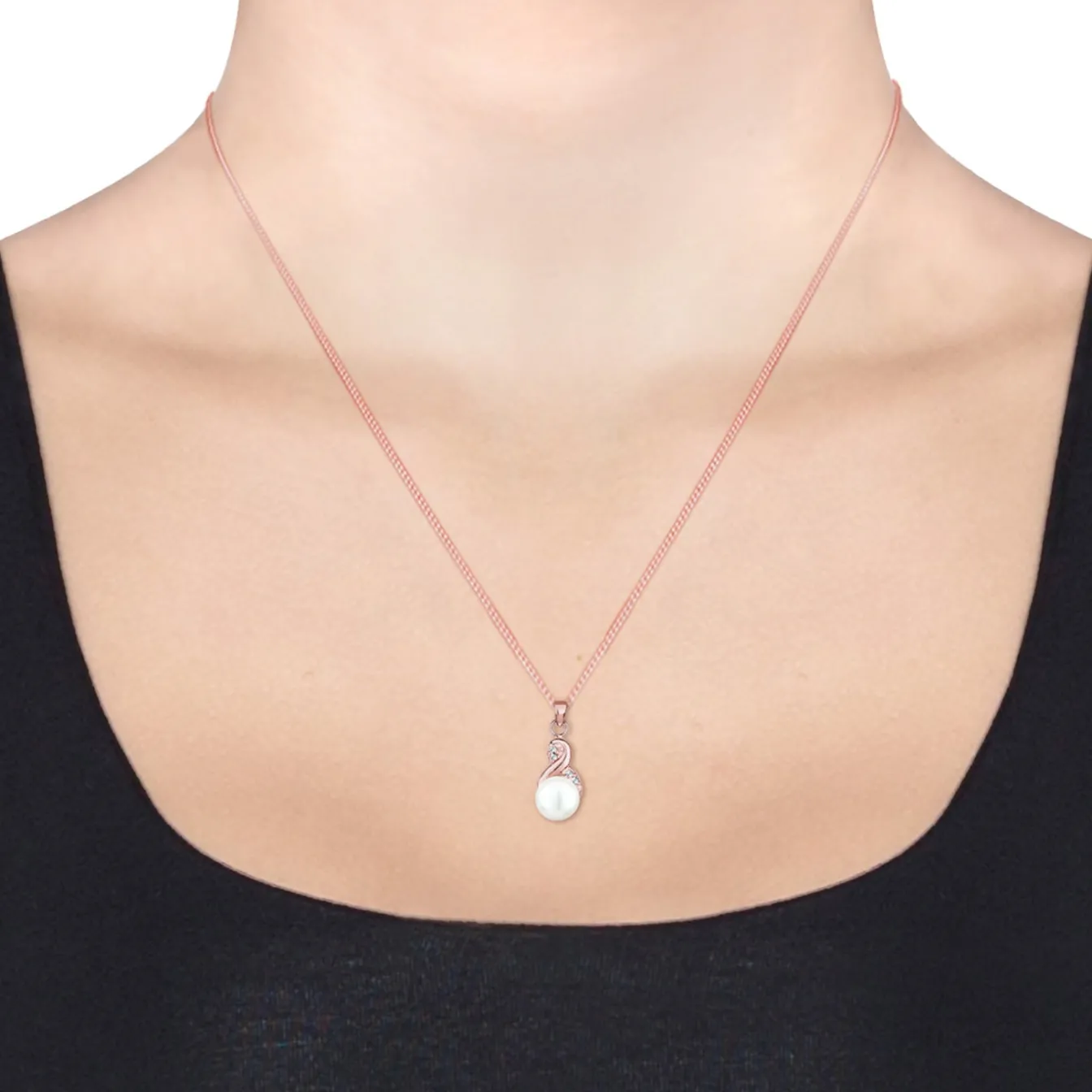 Elli "Halskette Infinity | Süßwasserperle, Kristall (Weiß)< Roségold|Symbol-schmuck