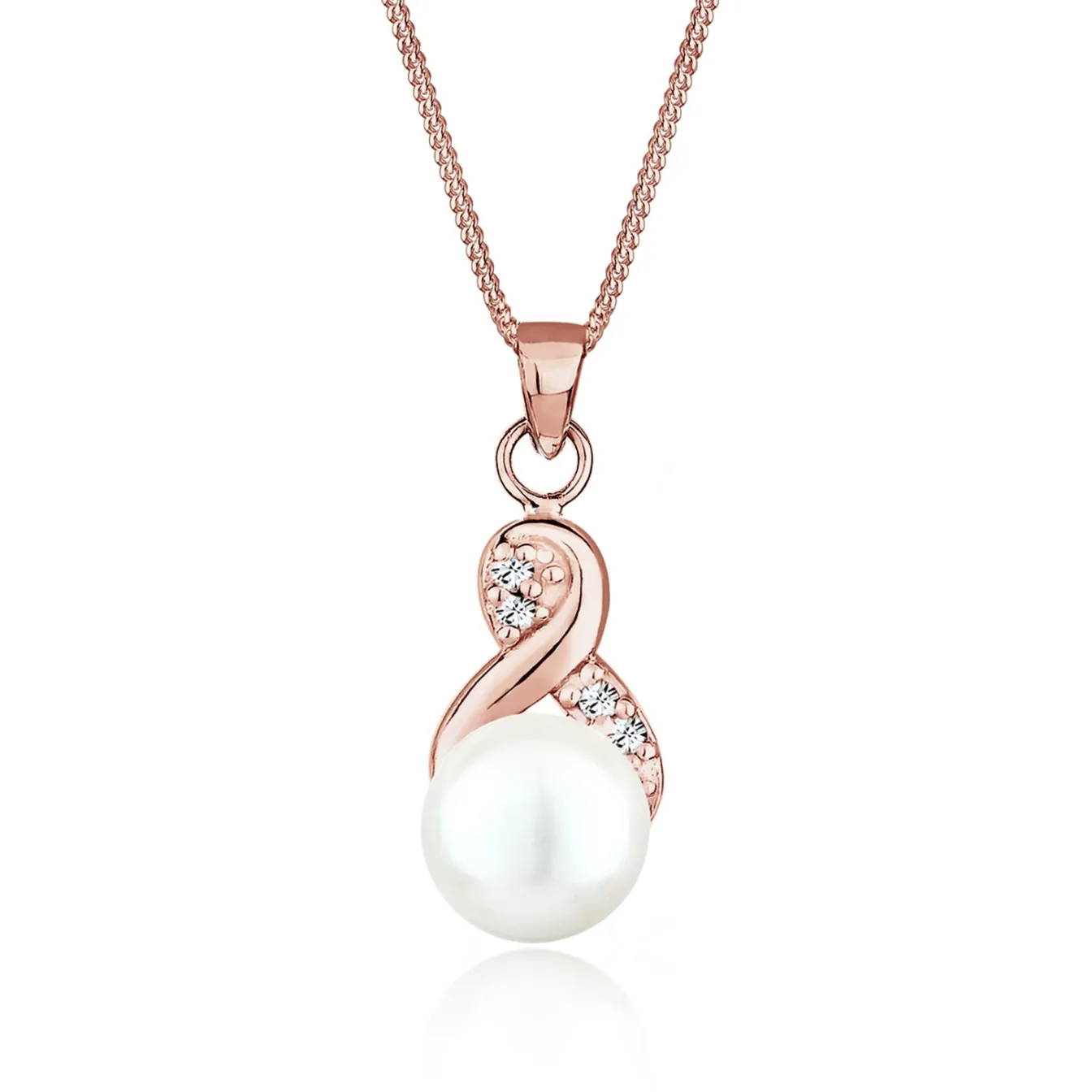 Elli "Halskette Infinity | Süßwasserperle, Kristall (Weiß)< Roségold|Symbol-schmuck