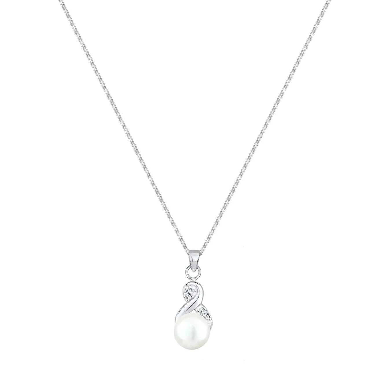 Elli "Halskette Infinity | Süßwasserperle, Kristall (Weiß)< Roségold|Symbol-schmuck