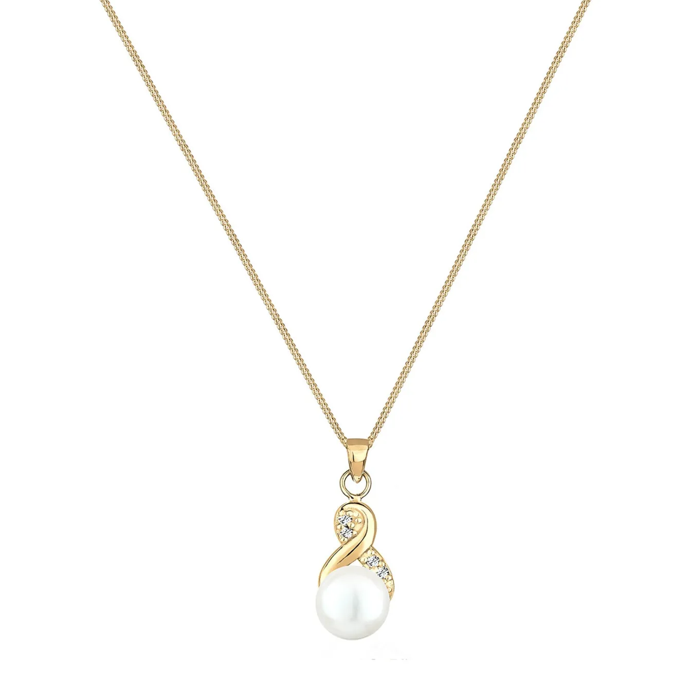 Elli "Halskette Infinity | Süßwasserperle, Kristall (Weiß)< Roségold|Symbol-schmuck