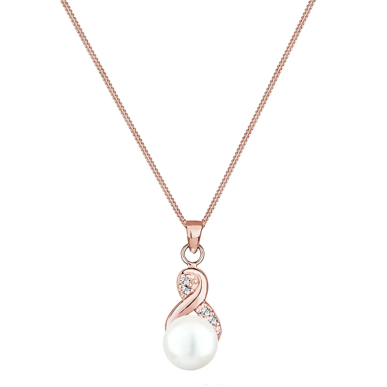 Elli "Halskette Infinity | Süßwasserperle, Kristall (Weiß)< Roségold|Symbol-schmuck
