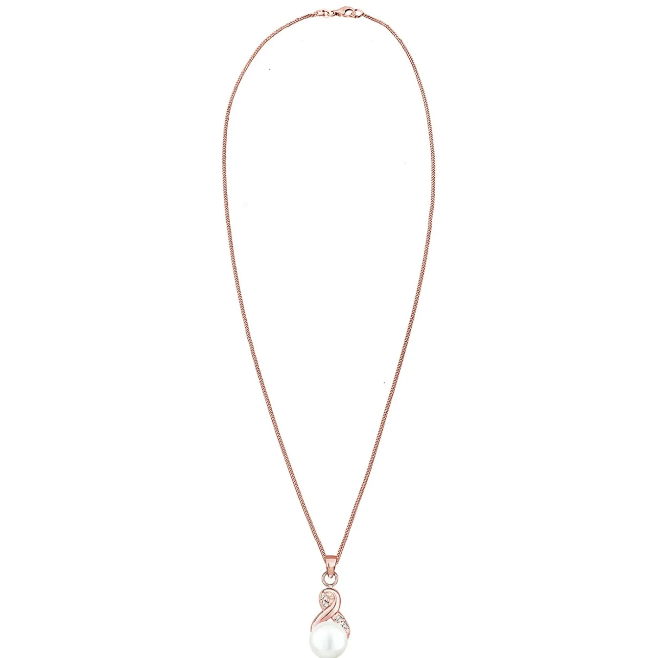 Elli "Halskette Infinity | Süßwasserperle, Kristall (Weiß)< Roségold|Symbol-schmuck