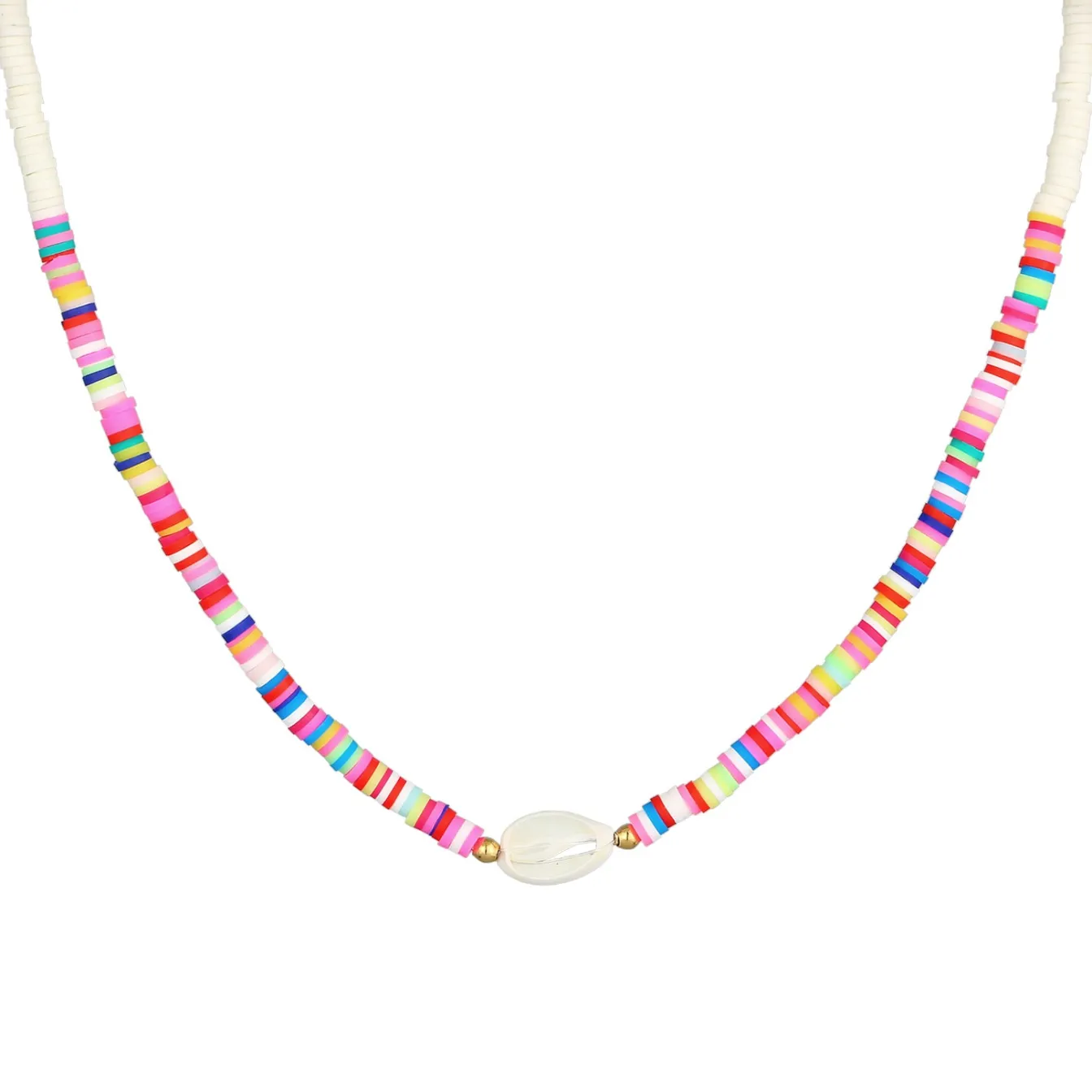 Elli "Halskette Kauri Muschel | Heishi Perlen (Bunt)< Perlen|Halsketten