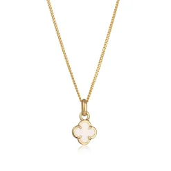 Elli "Halskette Kleeblatt | Anhänger Emaille (Weiß)< Symbol-schmuck|Halsketten