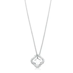 Elli "Halskette Kleeblatt | Zirkonia (Weiß)< Vergoldet|Symbol-schmuck
