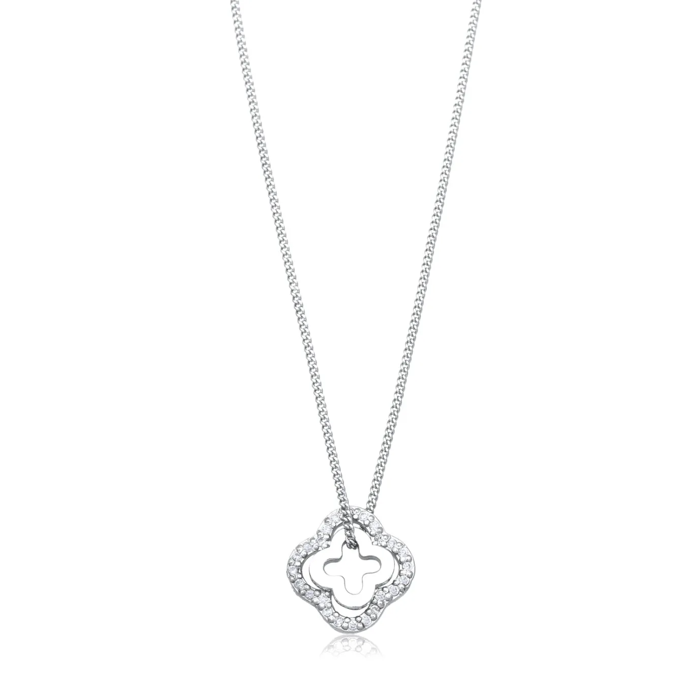Elli "Halskette Kleeblatt | Zirkonia (Weiß)< Vergoldet|Symbol-schmuck