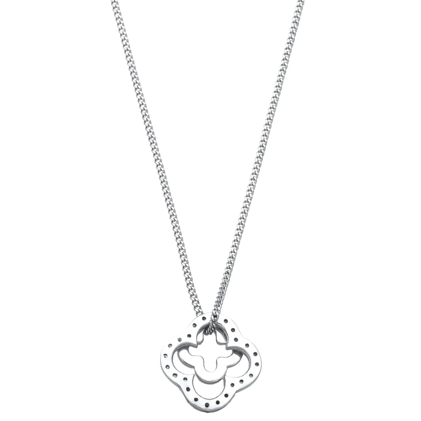 Elli "Halskette Kleeblatt | Zirkonia (Weiß)< Vergoldet|Symbol-schmuck