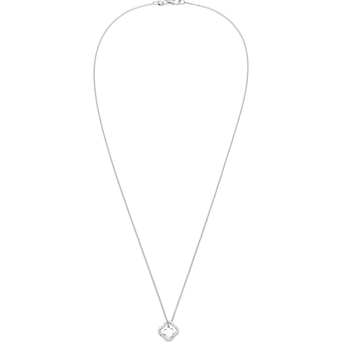 Elli "Halskette Kleeblatt | Zirkonia (Weiß)< Vergoldet|Symbol-schmuck
