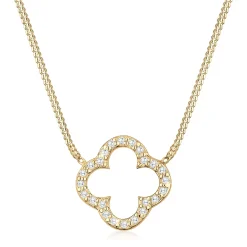 Elli "Halskette Kleeblatt | Zirkonia (Weiß)< Roségold|Symbol-schmuck