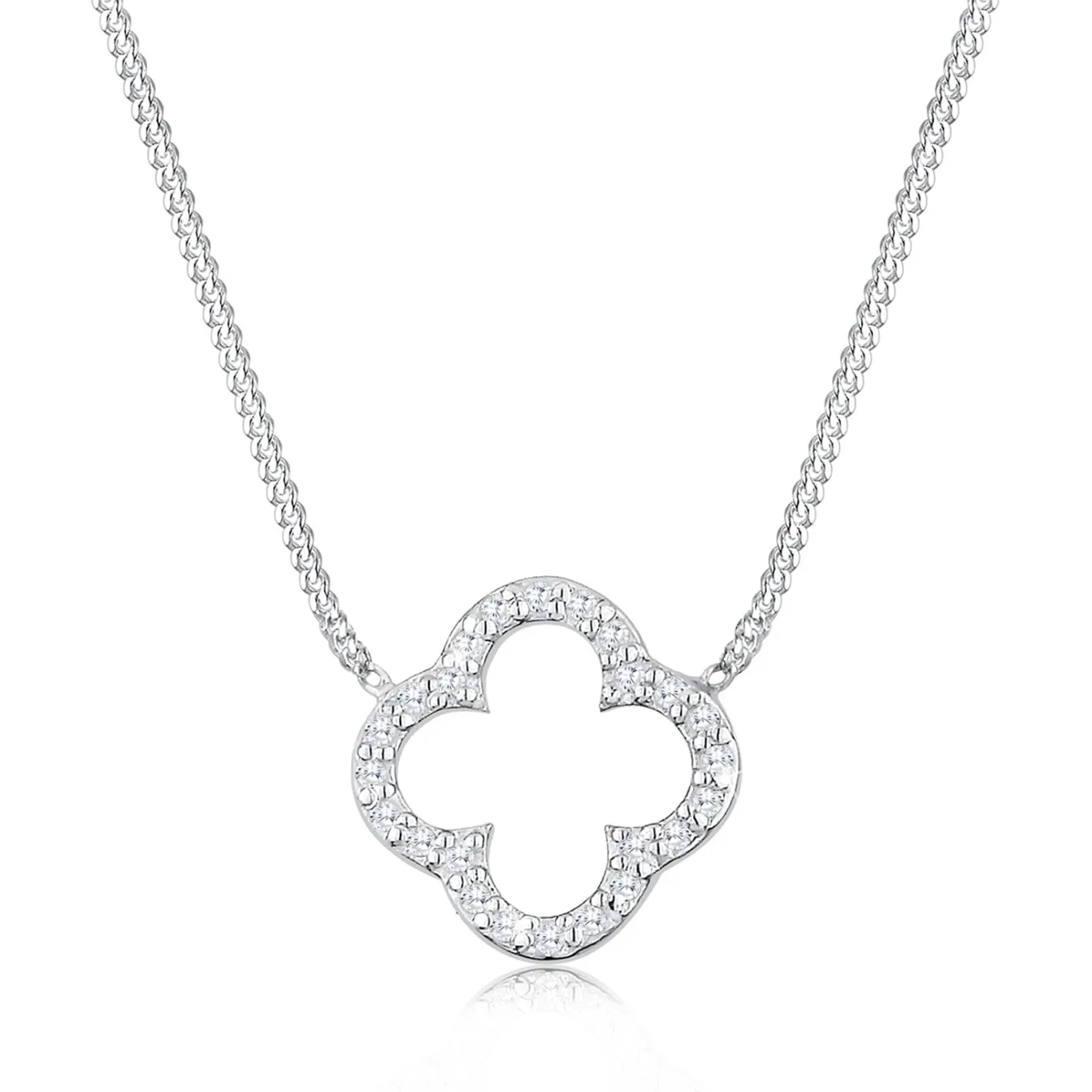 Elli "Halskette Kleeblatt | Zirkonia (Weiß)< Roségold|Symbol-schmuck