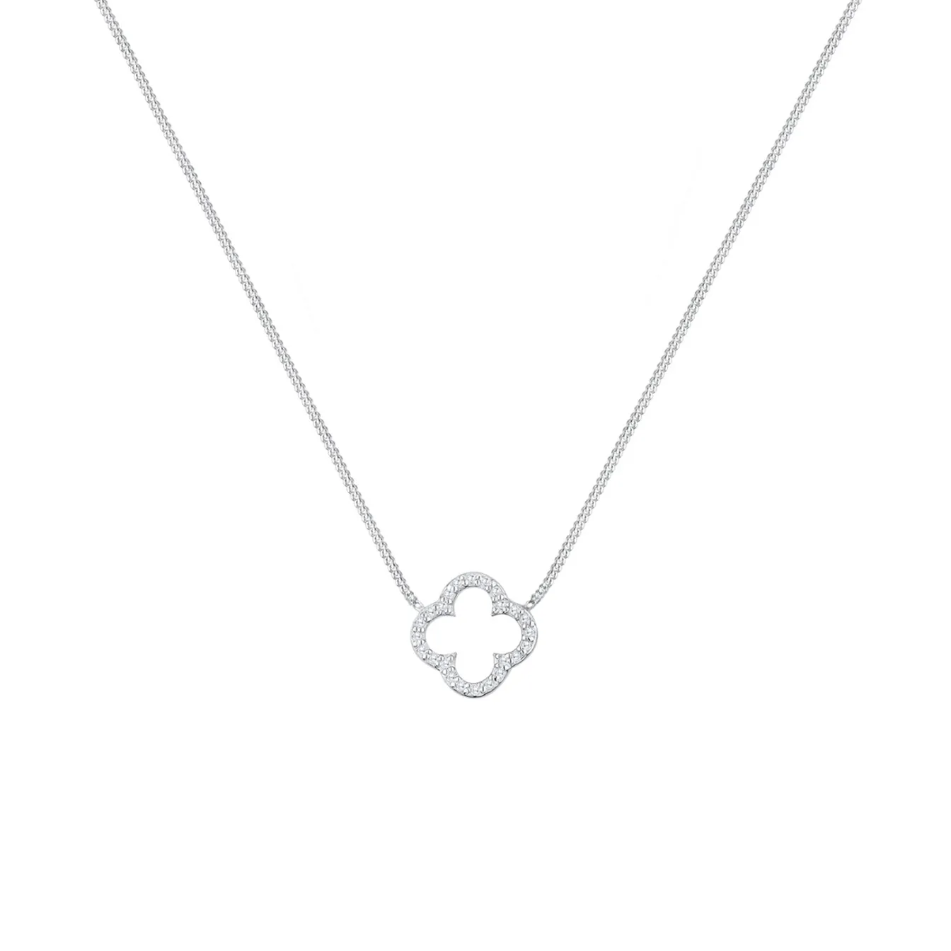 Elli "Halskette Kleeblatt | Zirkonia (Weiß)< Roségold|Symbol-schmuck