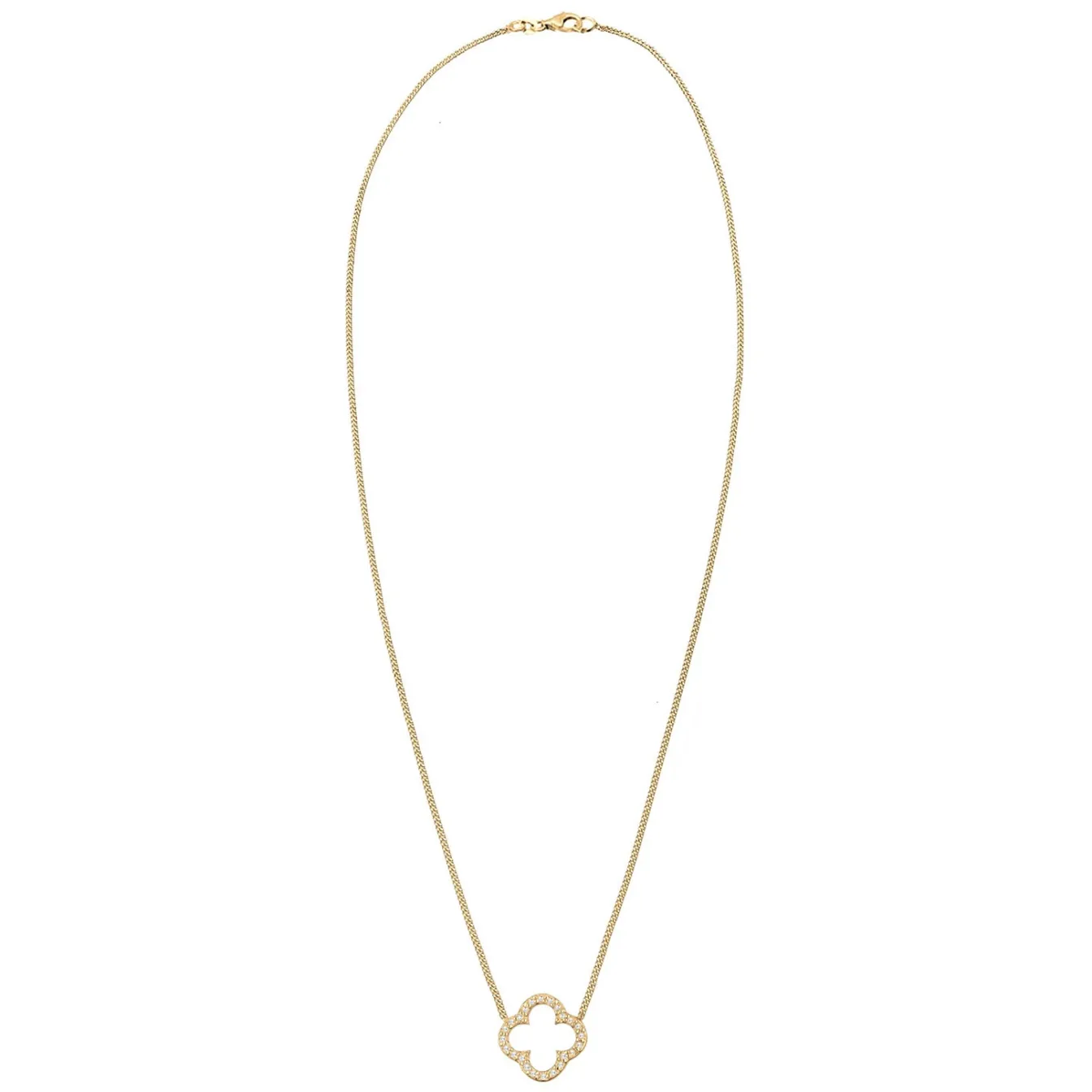 Elli "Halskette Kleeblatt | Zirkonia (Weiß)< Roségold|Symbol-schmuck