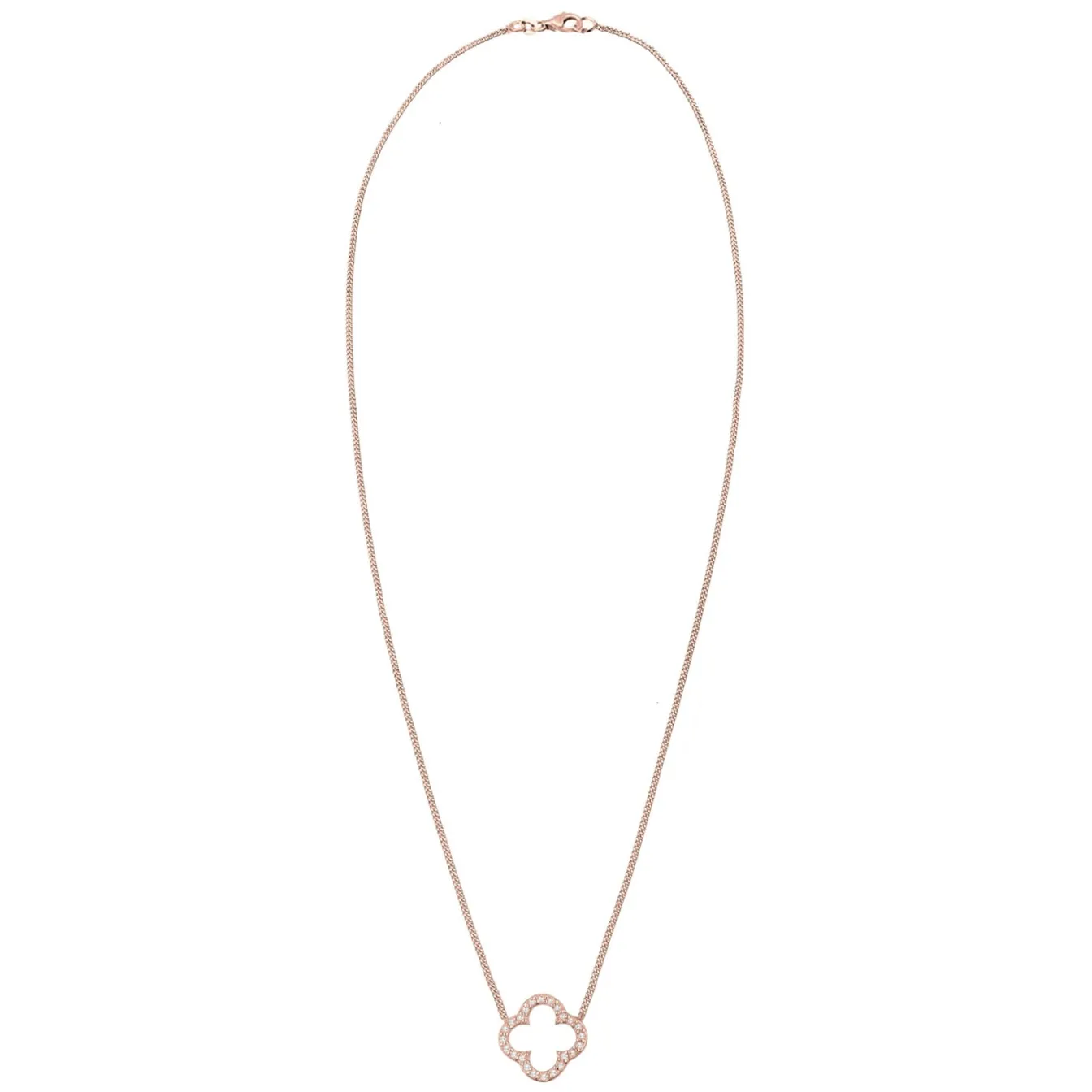 Elli "Halskette Kleeblatt | Zirkonia (Weiß)< Roségold|Symbol-schmuck