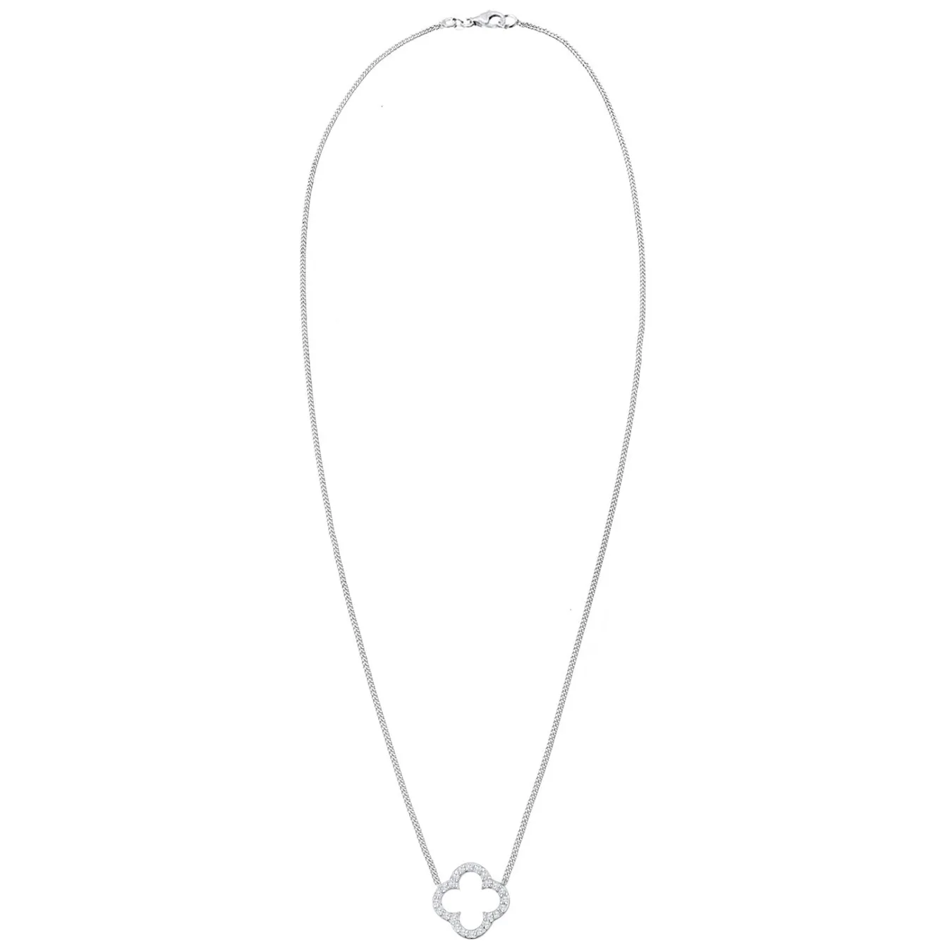 Elli "Halskette Kleeblatt | Zirkonia (Weiß)< Roségold|Symbol-schmuck