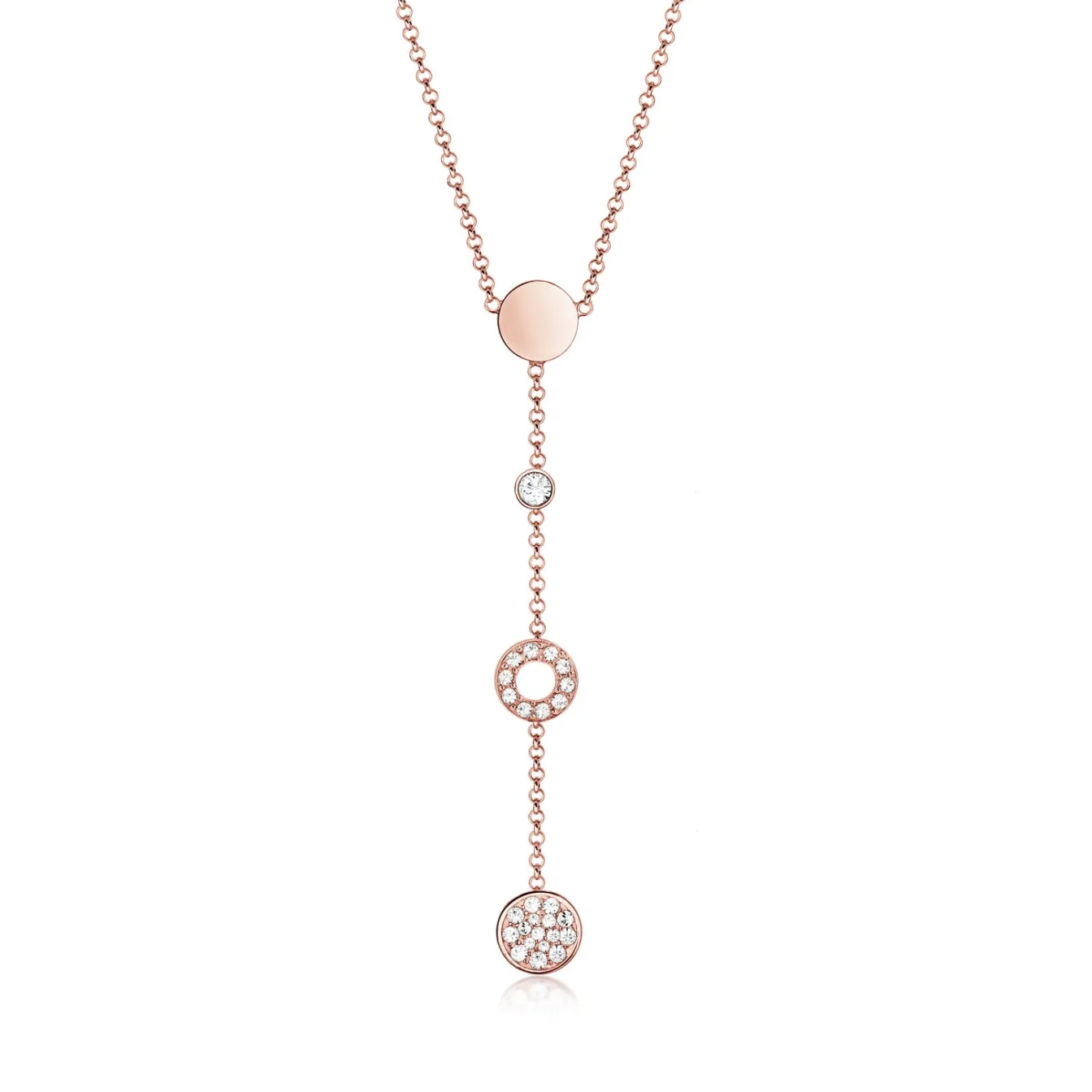 Elli "Halskette Kreis | Kristall (Weiß)< Roségold|Halsketten