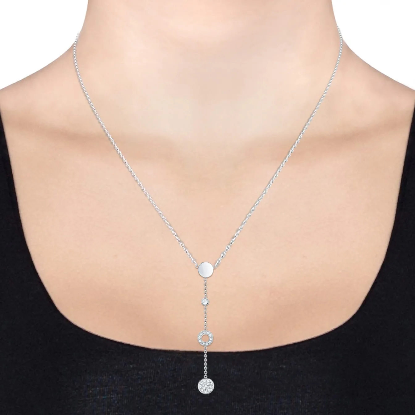 Elli "Halskette Kreis | Kristall (Weiß)< Roségold|Halsketten