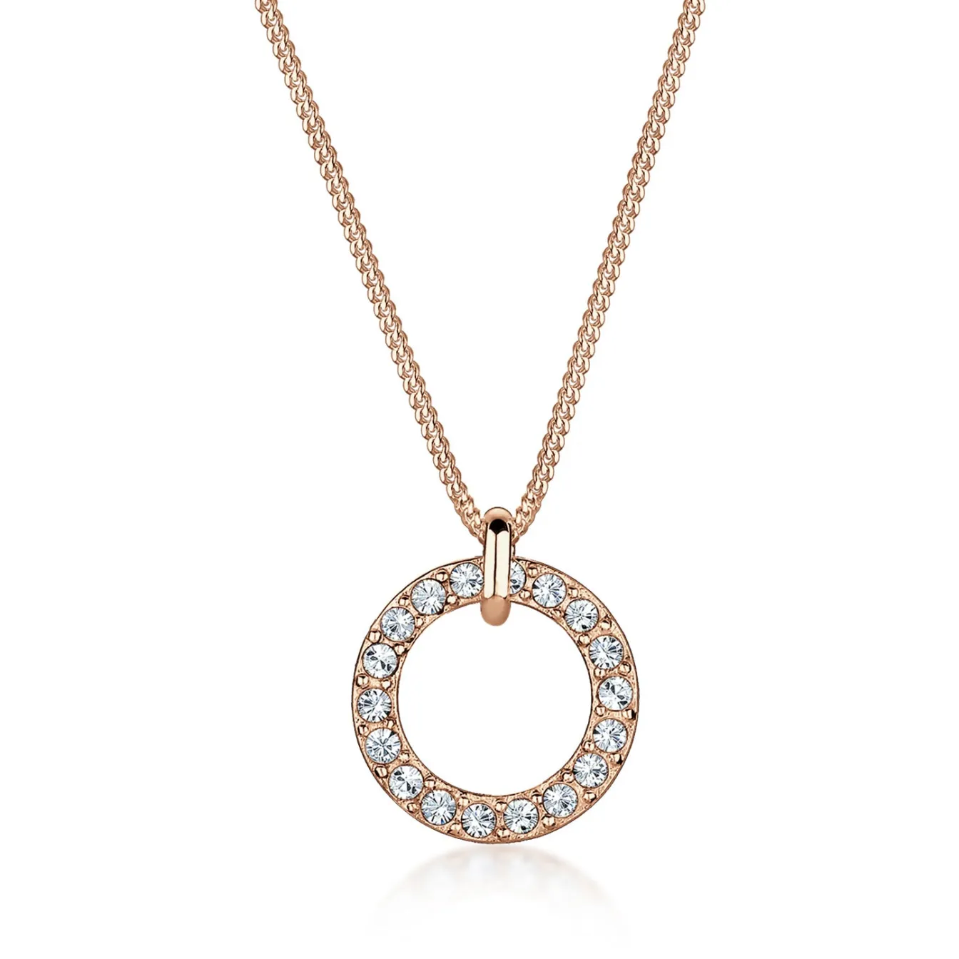 Elli "Halskette Kreis | Kristalle (Weiß)< Roségold|Halsketten