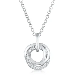 Elli "Halskette Kreis Twisted | Zirkonia (Weiß)< Halsketten|Silber