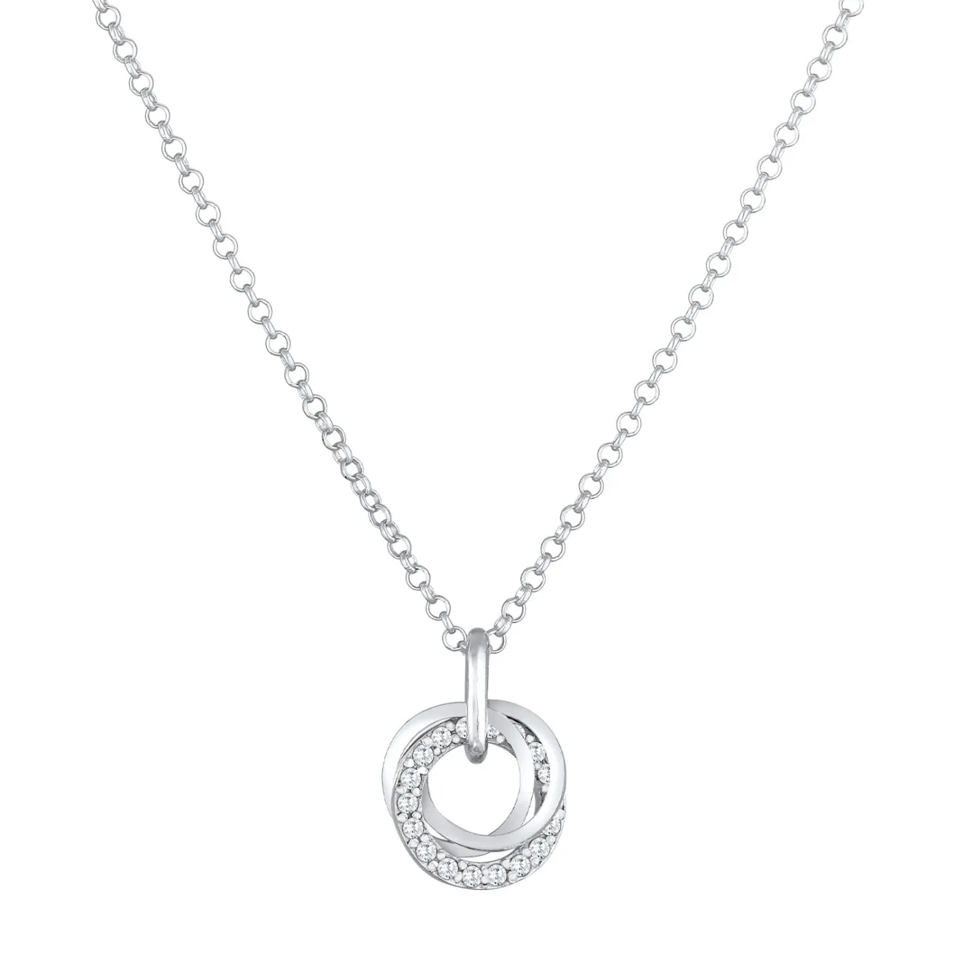 Elli "Halskette Kreis Twisted | Zirkonia (Weiß)< Halsketten|Silber