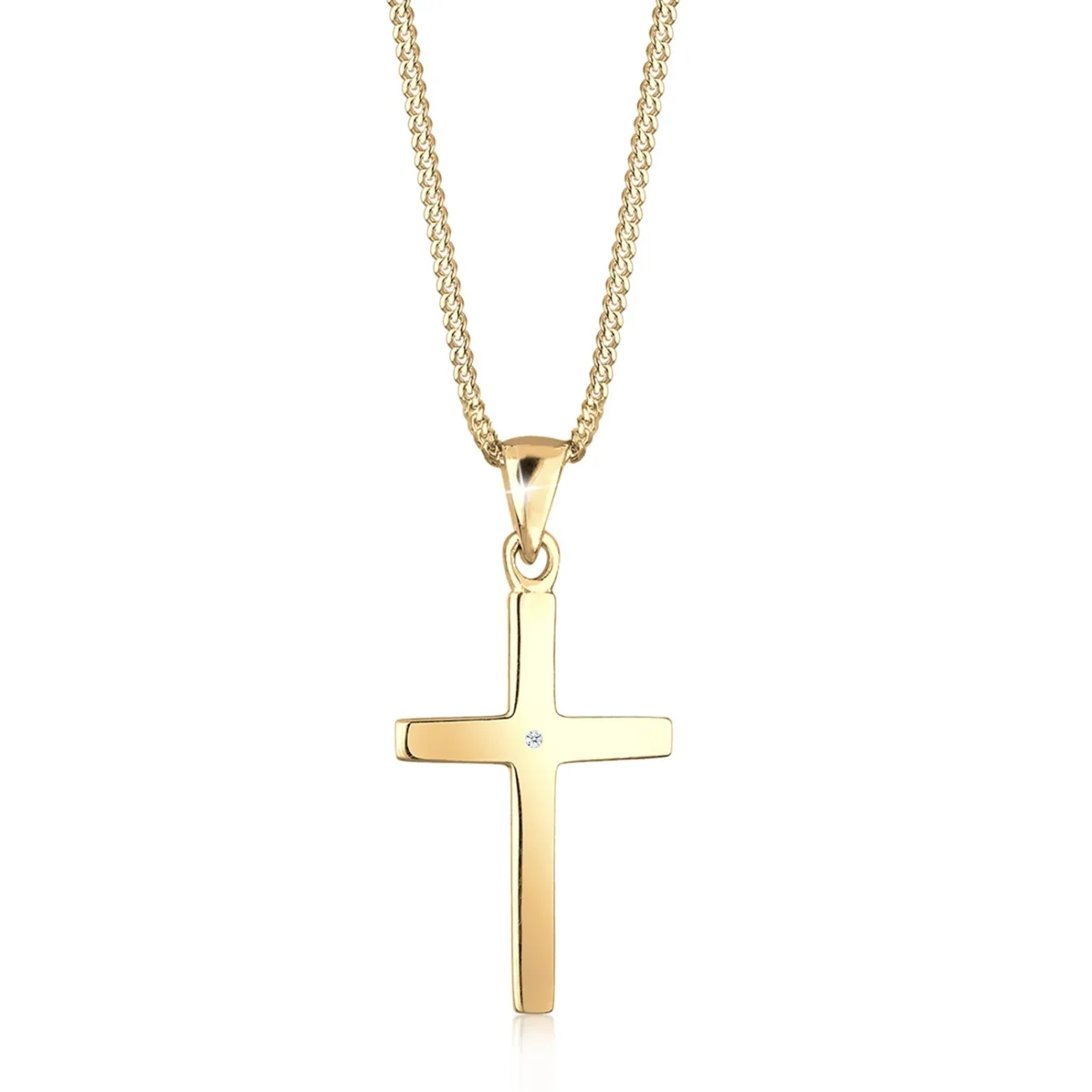 Elli "Halskette Kreuz | Diamant (Weiß, 0,005 ct)< Symbol-schmuck|Halsketten