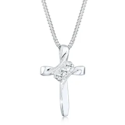 Elli "Halskette Kreuz | Kristall (Weiß)< Roségold|Symbol-schmuck