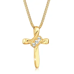 Elli "Halskette Kreuz | Kristall (Weiß)< Roségold|Symbol-schmuck