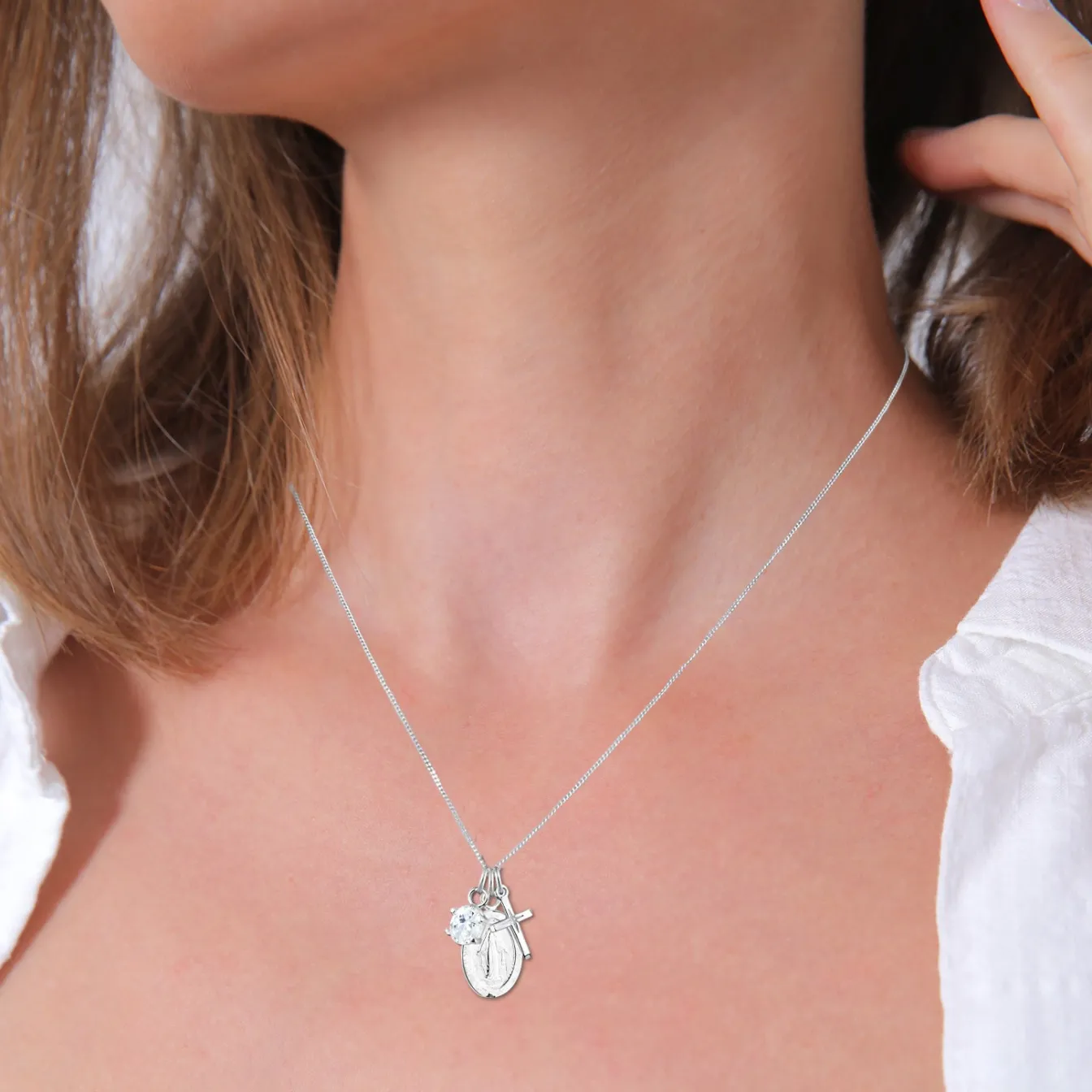 Elli "Halskette Kreuz | Zirkonia (Weiß)< Vergoldet|Symbol-schmuck
